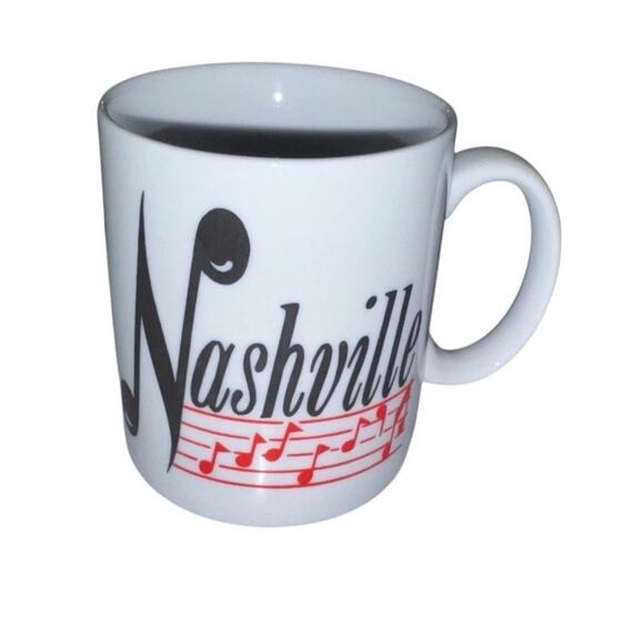 Nashville Music Note Souvenir Mug White Ceramic Coffee Cup Vintage Style Country - Picture 1 of 6